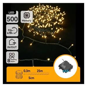 Aigostar - Catena luminosa LED da esterno 500xLED/8 funzioni 4xAA 25,3 m bianco caldo