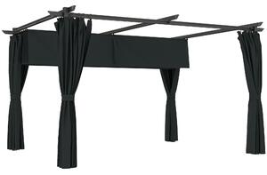 Outsunny Pergola retrattile 4x3m Pergola in alluminio/metallo con tenda e tetto scorrevole in poliestere 180 g/m² grigio scuro | Aosom Italy