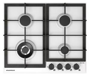 Glem Gas Piano Cottura 4 Fuochi a Gas Larghezza 59 cm Smaltato colore Bianco Opaco - GTP64THWH Serie Professional
