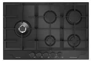 Glem Gas Piano Cottura 5 Fuochi a Gas Larghezza 74 cm Smaltato colore Nero Opaco - GTP85THBK Serie Professional