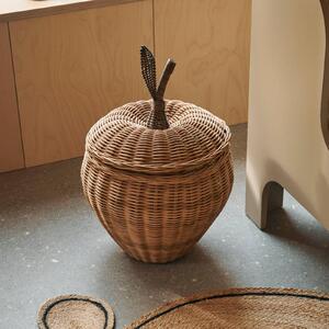 Ferm LIVING cestino portaoggetti Apple, rattan, altezza 52 cm