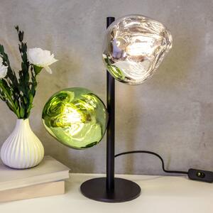 Eco-Light Lampada da tavolo Canopus verde/argento Altezza 40 cm a 2 luci in vetro E14