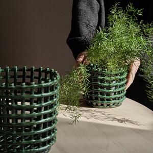 Ferm LIVING Cestino in ceramica, rotondo, Ø 23,5 cm, verde, ceramica