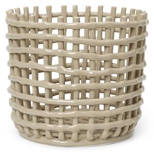 Ferm LIVING Cestino in ceramica, rotondo, Ø 23,5 cm, beige, ceramica