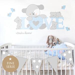 Adesivi murali Cagnolino Love Azzurro - Adesivi Murali per Bambini