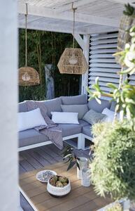 Salotto da giardino angolare San Diego in alluminio con cuscini in poliestere bianco per 5 persone