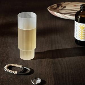 Ferm LIVING Bicchiere Longdrink Ripple, bianco, 300 ml, vetro, set da 4