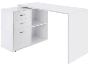 Homcom Scrivania ad Angolo con Cassettiera, Scrivania Angolare Bianca Montaggio Facile per Casa Ufficio Studio Bianco, 117x83.5x76cm|Aosom