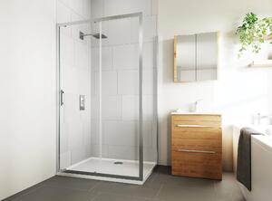 Porta doccia scorrevole Verve 140 cm, H 190 cm in vetro, spessore 6 mm serigrafato cromato