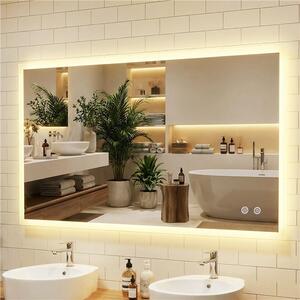 Costway Specchio led bagno parete rettangolare anti-appannamento memoria 3 colori dimmerazione, Specchio vetro temperato infrangibile 120 x 70 cm