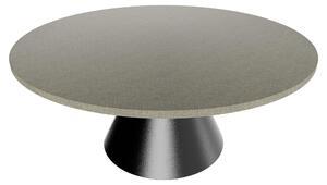 Artù Black - Tavolo da pranzo rotondo ⌀ 120 cm in legno laminato con base a cono in metallo Grigio Testurizzato
