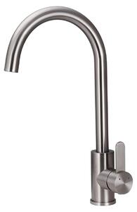 Aquanello Miscelatore da cucina monocomando in acciaio inossidabile, modello SS-1002-FM, con forma massiccia e beccuccio rotondo
