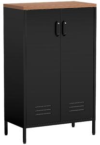 HOMCOM Credenza in Metallo con 2 Ante e Ripiano Regolabile, per Soggiorno/Studio, Nero | Aosom Italy