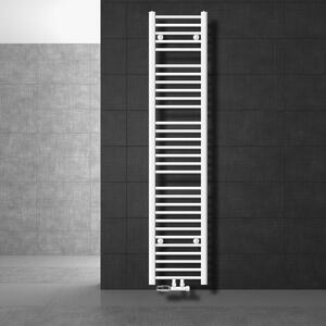 LuxeBath Radiatore da bagno attacco centrale 300 x 1800 mm bianco diritto con termostato e set di collegamento angolo muro bianco - Radiatore , senza elemento riscaldante