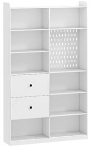 HOMCOM Libreria Doppia a 6 Livelli con Cassetti e Pannello Forato, Bianco | Aosom Italy