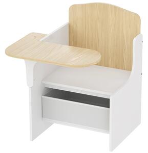 AIYAPLAY Set Tavolo e Sedia per Bambini 3-5 Anni in Legno MDF con Motivi a Cuore, Contenitore Integrato, Bianco | Aosom Italy