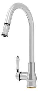 Rubinetto in acciaio inossidabile – Miscelatore per cucina e bagno – Girevole a 360° – Tubo estensibile da 60 cm – Miscelatore monocomando – Attacco G3/8 – Argento