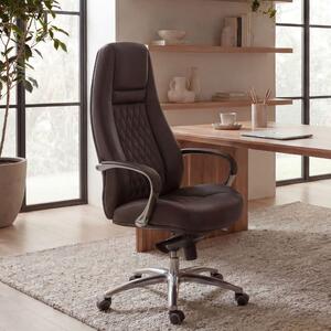 FineBuy AUSTIN: sedia da ufficio in vera pelle marrone, sedia da scrivania ergonomica, poltrona direzionale di classe, sedia girevole regolabile in altezza