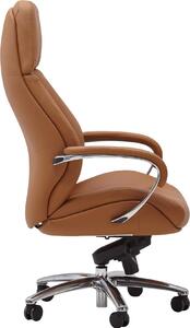 FineBuy Sedia da ufficio Rivestimento in vera pelle Caramel Sedia da scrivania fino a 120 kg XXL Poltrona da ufficio regolabile in altezza Sedia girevole ergonomica con braccioli e schienale alto
