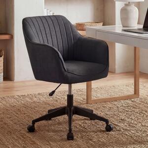 FineBuy Sedia da scrivania MIAMI in tessuto antracite, sedia girevole con schienale, portata 120 kg, sedia da ufficio retrò, poltrona girevole, rotelle, sedia di design a scocca, comoda sedia per PC