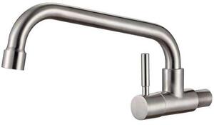Moderno rubinetto da lavabo a parete con bocca girevole, rubinetto in acciaio