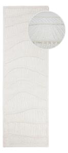 Passatoia bianca in misto lana tessuta a mano 80x230 cm Sculptured Wave – Flair Rugs