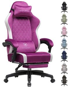 Sedia da gaming GTPLAYER: sedia ergonomica per PC in tessuto traspirante, sedia da scrivania girevole di grandi dimensioni e alta con poggiapiedi, viola
