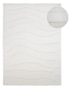 Tappeto bianco in misto lana tessuto a mano 140x200 cm Sculptured Wave – Flair Rugs