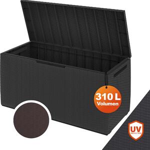 DEUBA® Baule da Giardino 310L 123x53cm Effetto Rattan Resistente ai raggi UV con Maniglie Rotelle e Chiusura Box per Balcone Contenitore per Cuscini Porta Coperte da Esterno Antracite