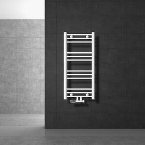 LuxeBath Radiatore da bagno attacco centrale 400 x 800 mm bianco diritto con set di collegamento incl. termostato angolo muro bianco - Radiatore, senza elemento riscaldante