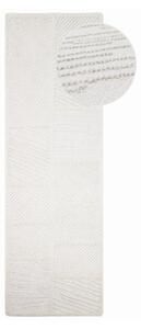 Passatoia bianca in misto lana tessuta a mano 80x230 cm Sculptured Blocks – Flair Rugs