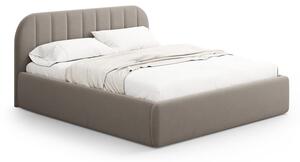 Letto matrimoniale imbottito marrone chiaro con contenitore con rete inclusa 160x200 cm Juno – Windsor & Co Sofas