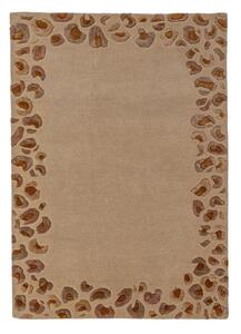 Tappeto di colore naturale in misto lana tessuto a mano 160x230 cm Leopard Frame – Flair Rugs