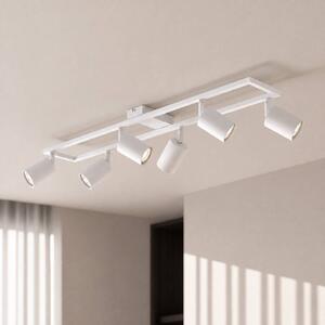Faretto da soffitto Lindby Bravius, bianco, a 6 luci, in ferro Bravius Lindby, dimmerabile, Bianco / Opale, Soggiorno / Sala da pranzo, Metallo, Faretto