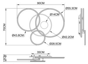 Globo 48466-54A-LED Plafoniera dimmerabile INVERTINA 54W/230V 90x70 cm argento + telecomando