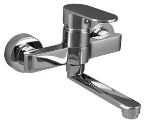 Rubinetto da cucina monocomando a parete, finitura cromata, con bocchetta da 15 cm, modello CR-1415-CS