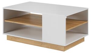 Tavolino da salotto, bianco + bianco lucido + rovere Grandson, 100 x 45,5 x 60 cm
