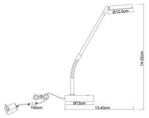 Globo 58504TN - Lampada da tavolo dimmerabile a LED con controllo touch SILVIO LED/6,5W/230V cromo opaco