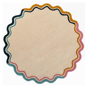 Tappeto rotondo di colore naturale in lana tessuto a mano ø 180 cm Leo Scallop – Flair Rugs
