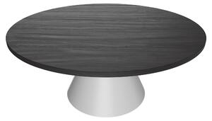 Artù White - Tavolo da pranzo rotondo ⌀ 120 cm in legno laminato con base a cono in metallo-Nero