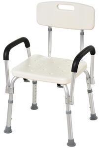 HOMCOM Sedia da doccia con schienale e braccioli, sedia regolabile in altezza