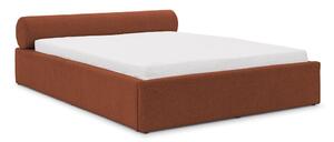 Letto matrimoniale imbottito color terracotta con contenitore con rete inclusa 140x200 cm Cille – Ropez