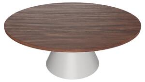 Artù White - Tavolo da pranzo rotondo ⌀ 120 cm in legno laminato con base a cono in metallo-Marrone