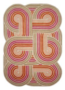 Tappeto rosa in lana tessuto a mano 140x200 cm Spiral Shaped – Flair Rugs