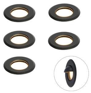 Set di 5 faretti da incasso moderni neri con LED IP67 - Linsey