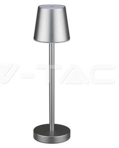 V-TAC Lampada LED da Tavolo 3W ricaricabile a batteria colore grigio USB C Touch Dimmerabile 4000K luce tavolo ristorante da interno IP20 - 10188