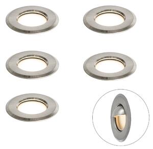 Set di 5 faretti da incasso moderni in alluminio con LED IP67 - Linsey