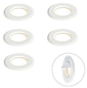 Set di 5 faretti da incasso moderni bianchi con LED IP67 - Linsey
