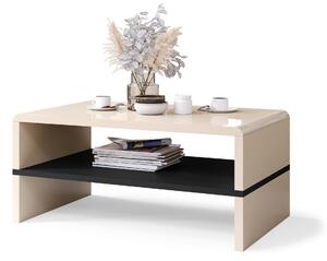 ROCK Beige Lucido/Nero Opaco - MODERNO TAVOLINO DA CAFFÈ/DA SALOTTO CON RIPIANO