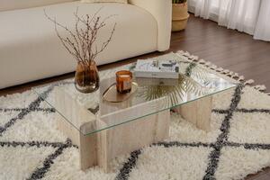 Skye Decor, Flavio - Travertino, tavolini, travertino, vetro, 105 x 30 x 65 cm